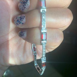 Dainty Silver Garnets & Diamond Bracelet